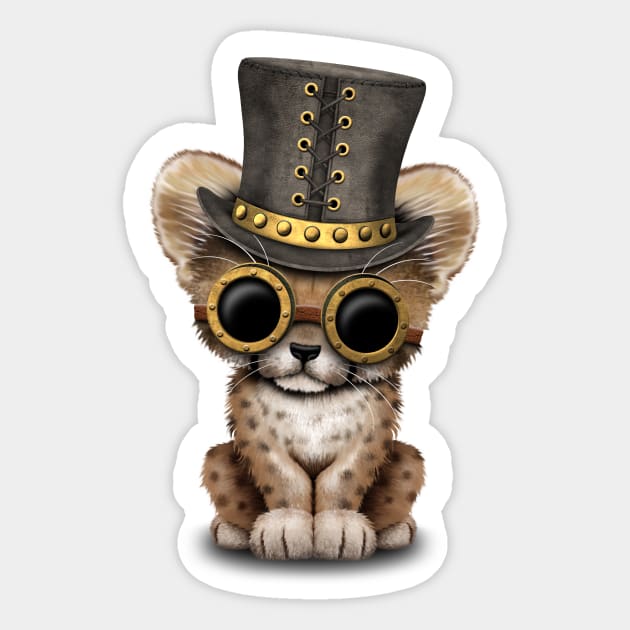 Steampunk Baby Cheetah Cub Sticker by jeffbartels